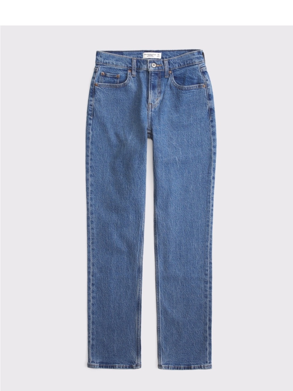 Abercrombie & Fitch women Mid Rise Straight Jeans in Blue curve love